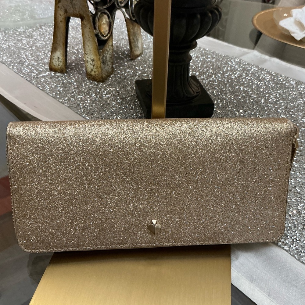 Kate Spade Burgess Ct Long Wallet Gold (glitter sparkles)